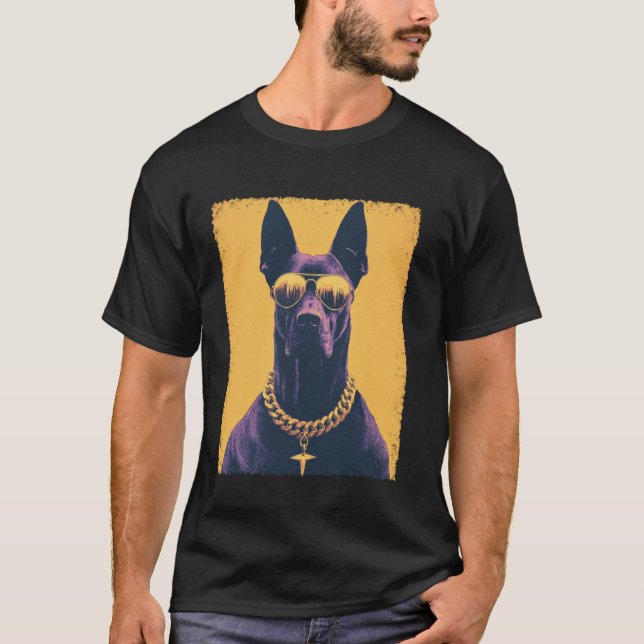 Rolig Dobermann Trendig Mode T Shirt (Framsida)