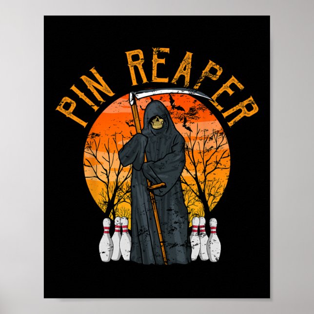 Rolig Död Bowling Grim Reaper Bowler Gåvor Män O Poster (Framsidan)