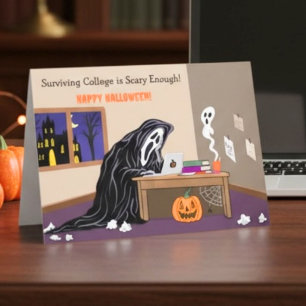Rolig Döden Borta på College Halloween Kort