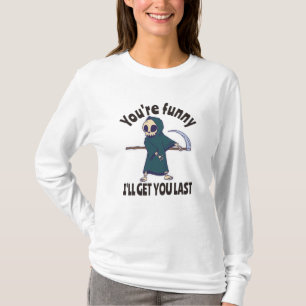 Rolig Döden Skelett Halloween Kostym T Shirt