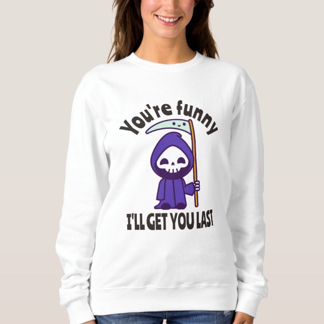 Rolig Döden Skelett Halloween Kostym T Shirt (Framsida)