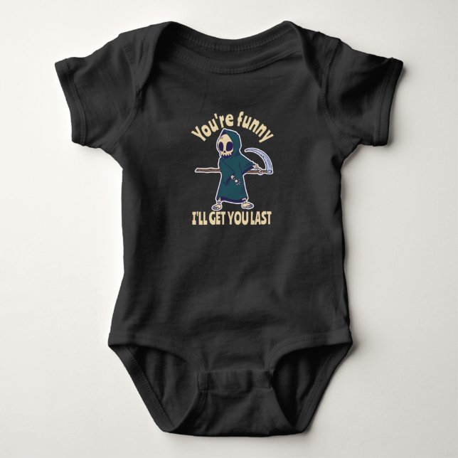 Rolig Döden Skelett Halloween Kostym T Shirt (Framsida)