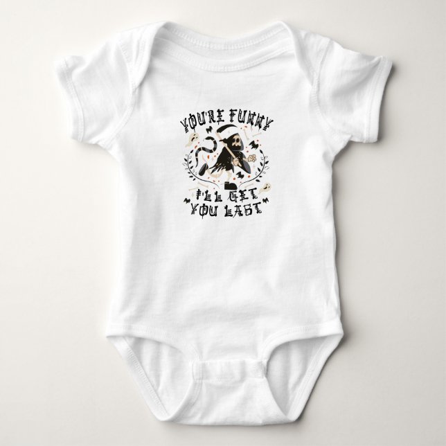 Rolig Döden Skelett Halloween Kostym T Shirt (Framsida)