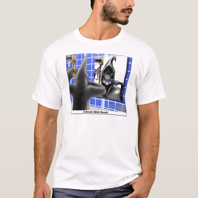 Rolig Dödens Skördeman Borste Med Död T-shirt (Framsida)