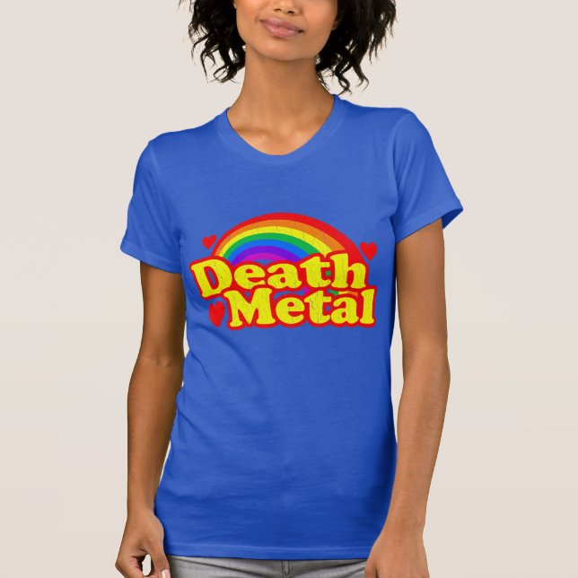 Rolig dödmetallregnbåge (den bekymrade looken) tee shirt (Framsida)