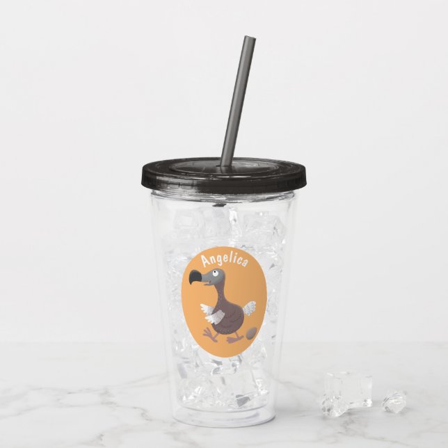 Rolig dodo-fågel tecknad illustration take away mugg (Baksida Ice)
