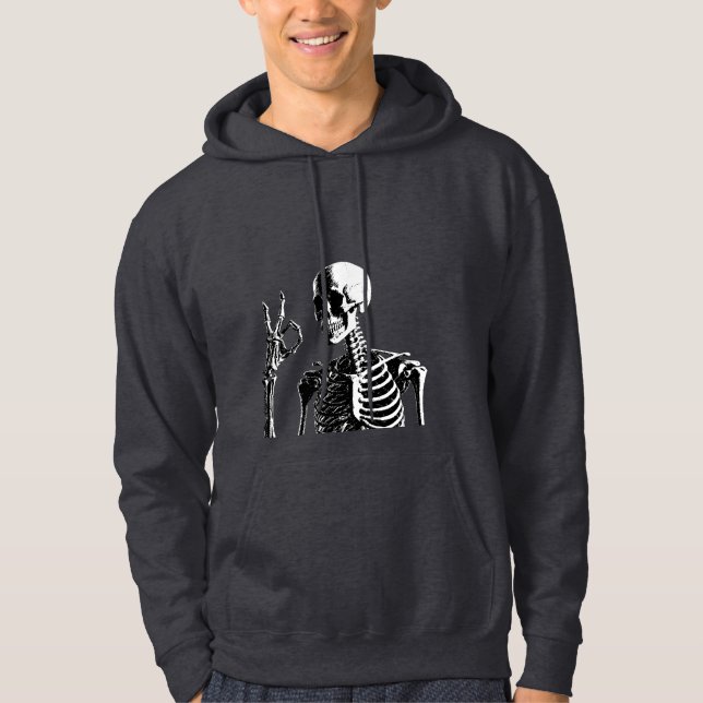 rolig dödskalle hoodie (Framsida)