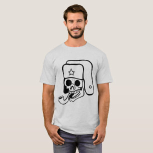 Rolig Dödskalle i Usjanka Rysk Hatt T-Shirt - Edgy