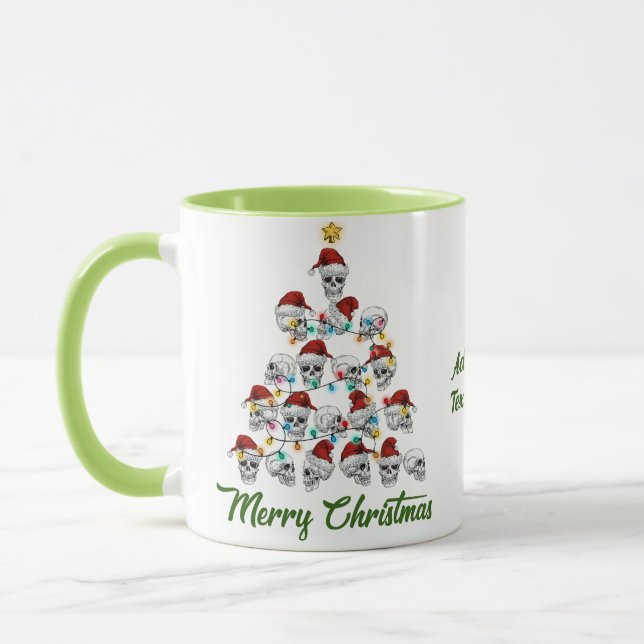 Rolig Dödskalle Spöklik Julstämning Julgran Mugg (Vänster)
