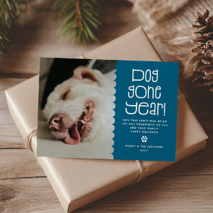 Rolig "Dog Gone Year" husdjursfoto Julkort