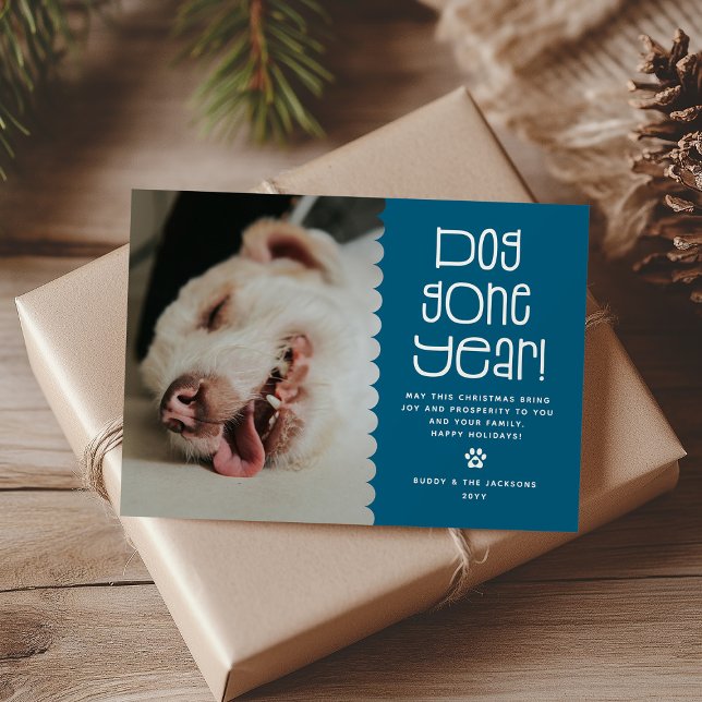 Rolig "Dog Gone Year" husdjursfoto Julkort (Skapare uppladdad)
