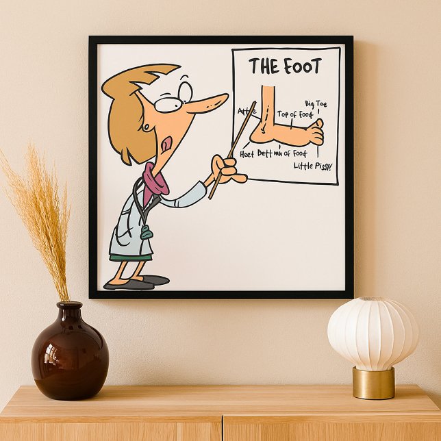 Rolig doktor som lär ut fotanatomi poster (Skapare uppladdad)