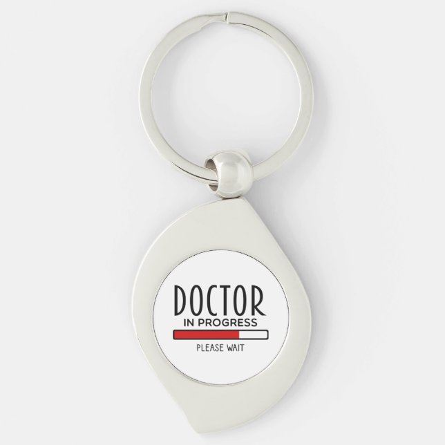 Rolig doktor under utbildning medicinstudent   swirl silverfärgad nyckelring (Framsidan)