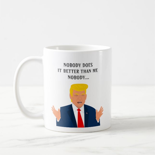 Rolig Donald Trump-citat kaffemugg present (Vänster)