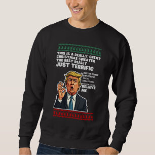 Rolig Donald Trump ful jultröja parodi Lång Ärmad Tröja