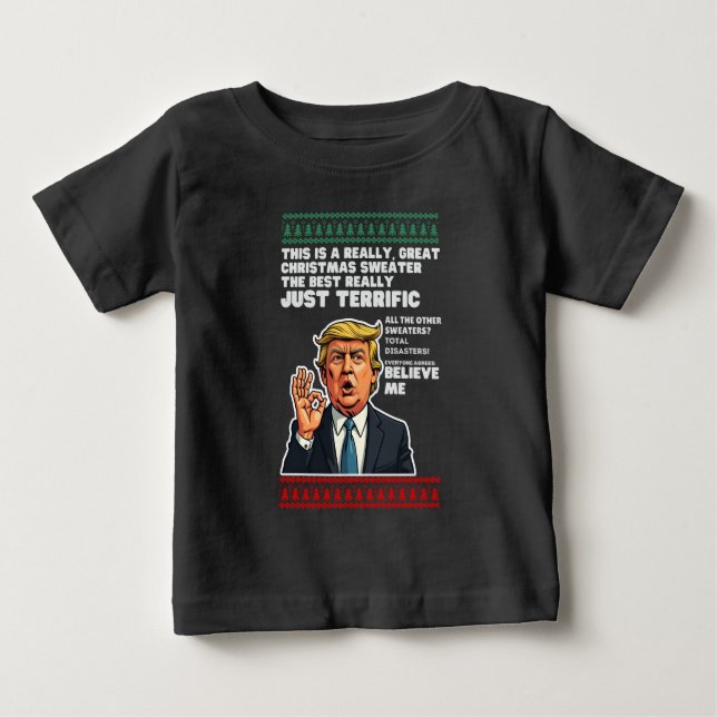 Rolig Donald Trump ful jultröja parodi T Shirt (Framsida)