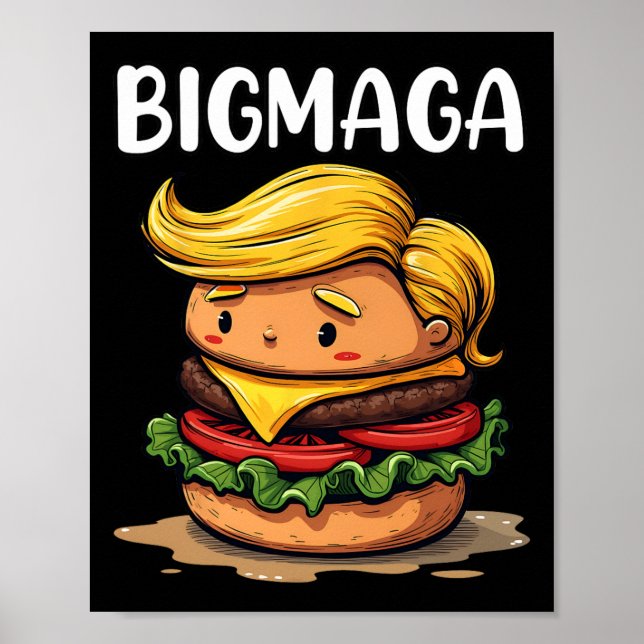 Rolig Donald Trump gör franska friter hamburger B Poster (Framsidan)