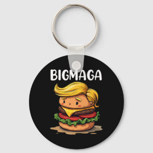 Rolig Donald Trump gör French Fries Hamburger B Nyckelring