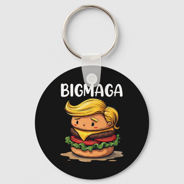 Rolig Donald Trump gör French Fries Hamburger B Nyckelring (Framsida)