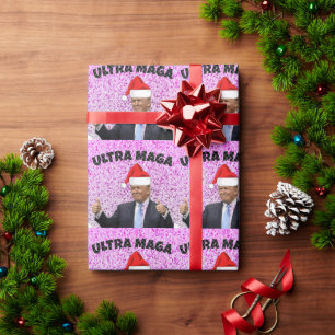 ROlig DONALD TRUMP MED JULTOMTEHAT Presentpapper