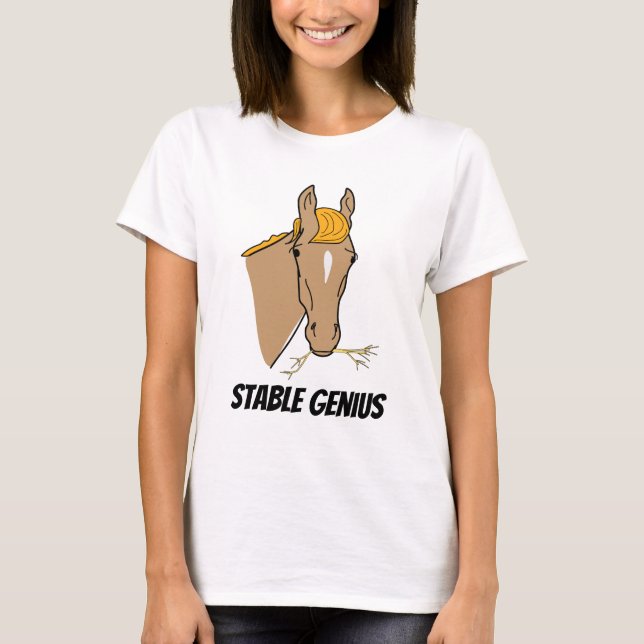 Rolig Donald Trump stabil snillehäst T-shirt (Framsida)