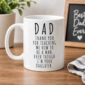 Rolig Dotter Till Pappa som Undervisar Man Kaffemugg