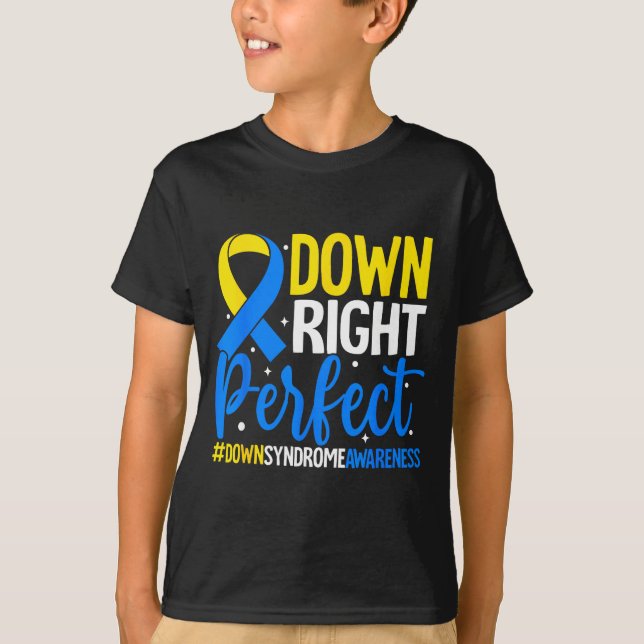 Rolig Down Rätt Perfekt Syndrom Medvetenhet T Shirt (Framsida)