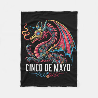 Rolig Drak Cinco De Mayo Socker Skalle Blomma Mexi Fleecefilt