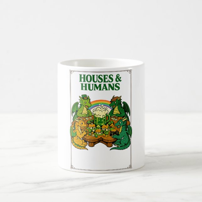 Rolig Drak St Patrick’s Dag Öl Fantasy Konst Kaffemugg (Center)