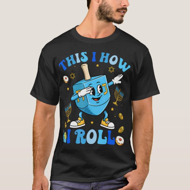 Rolig Dreidel Dabbing Hanukkah Tröja Menorah Chanu (Framsida)