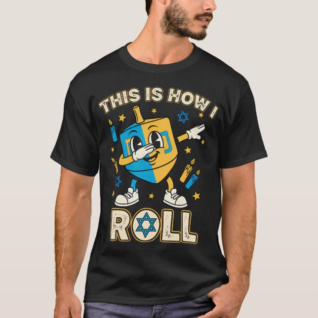 Rolig Dreidel Dabbing Hanukkah Tröja Menorah Chanu (Framsida)