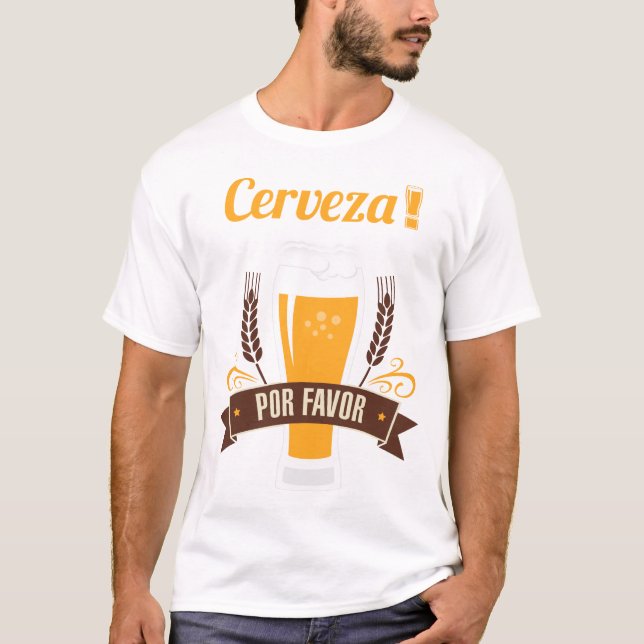 Rolig dricka T-tröja för Cerveza Por favöröl T-shirt (Framsida)