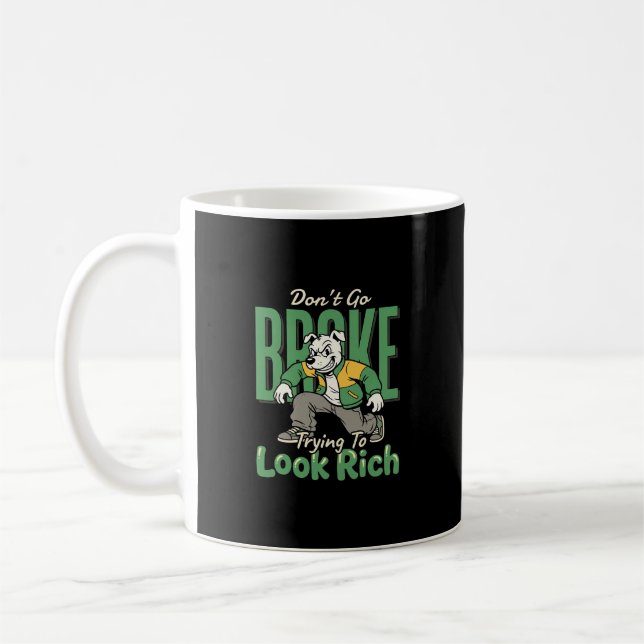 Rolig Drip Hund Pengar Citat Kaffemugg (Vänster)