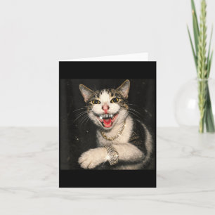 Rolig Drip Katt Meme Hip Hop Bling Gangster Kattun Kort