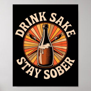 Rolig Dryck Sake Håll Er Nyktra Vintage Japansk Hu Poster