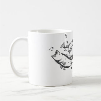 Rolig dubbelbas skämt konst jazz musik upprättståe kaffemugg