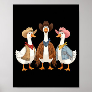 Rolig Dum Gås Cowboy Västerländsk Cowgirl Gås Humo Poster