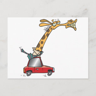 rolig dum giraff i en bil som pendlar vykort