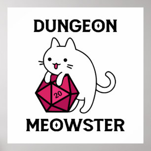Rolig Dungeon Meowster Katt Poster