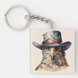 Rolig duva som bär en cowboyhatt, akvarell