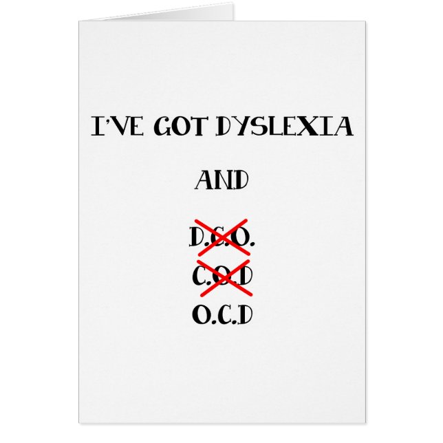 Rolig Dyslexia/O.C.D. Planlägga Hälsningskort (Framsidan)