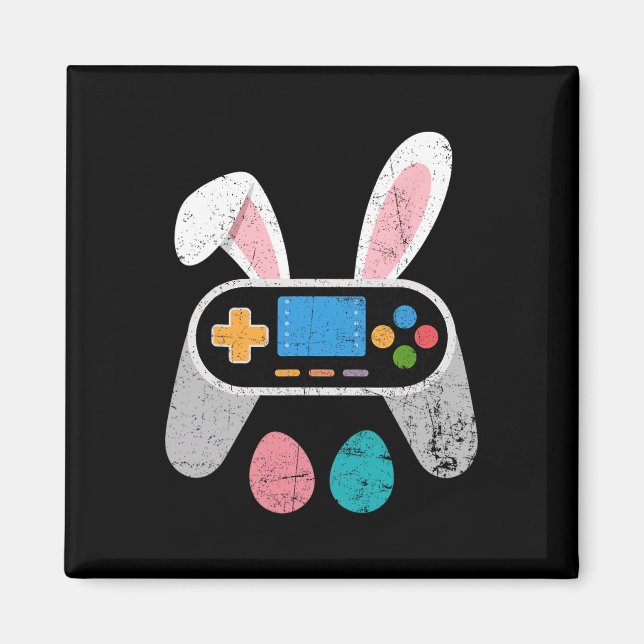 Rolig Easter Bunny-spelkontroll Videospel Magnet (Framsidan)