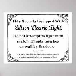 Rolig Edison elektriskt ljus Poster