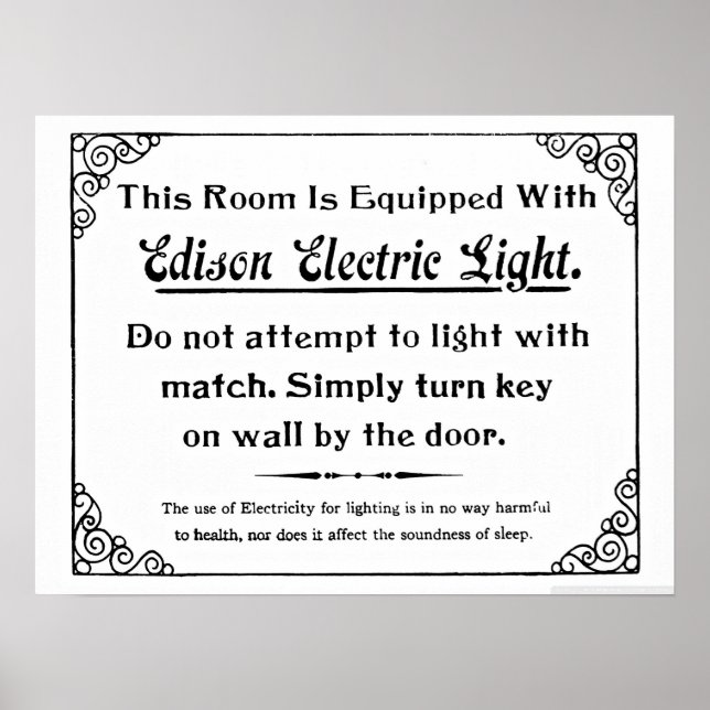 Rolig Edison elektriskt ljus Poster (Framsidan)
