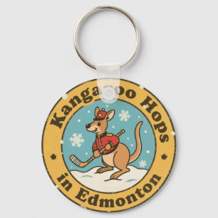 Rolig Edmonton Känguru Hockey Nyckelring