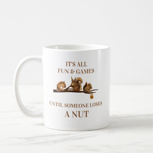 Rolig Ekorre Allt Kul & Tjej Och Spel Tills Kaffemugg (Vänster)