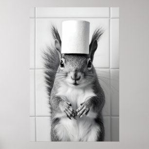 Rolig Ekorre Badrumstryck Retro Toalettpapper Poster
