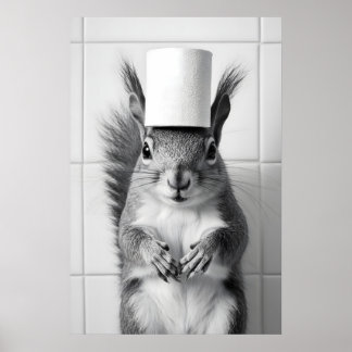 Rolig Ekorre Badrumstryck Retro Toalettpapper Poster