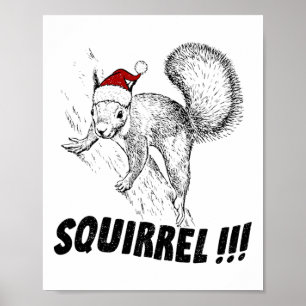 Rolig Ekorre Med Hatt Julledighet Gammaldags Poster