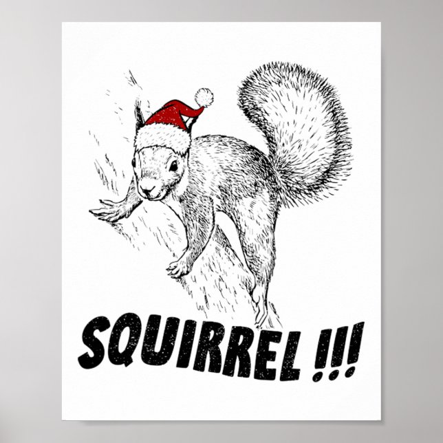 Rolig Ekorre Med Hatt Julledighet Gammaldags Poster (Framsidan)